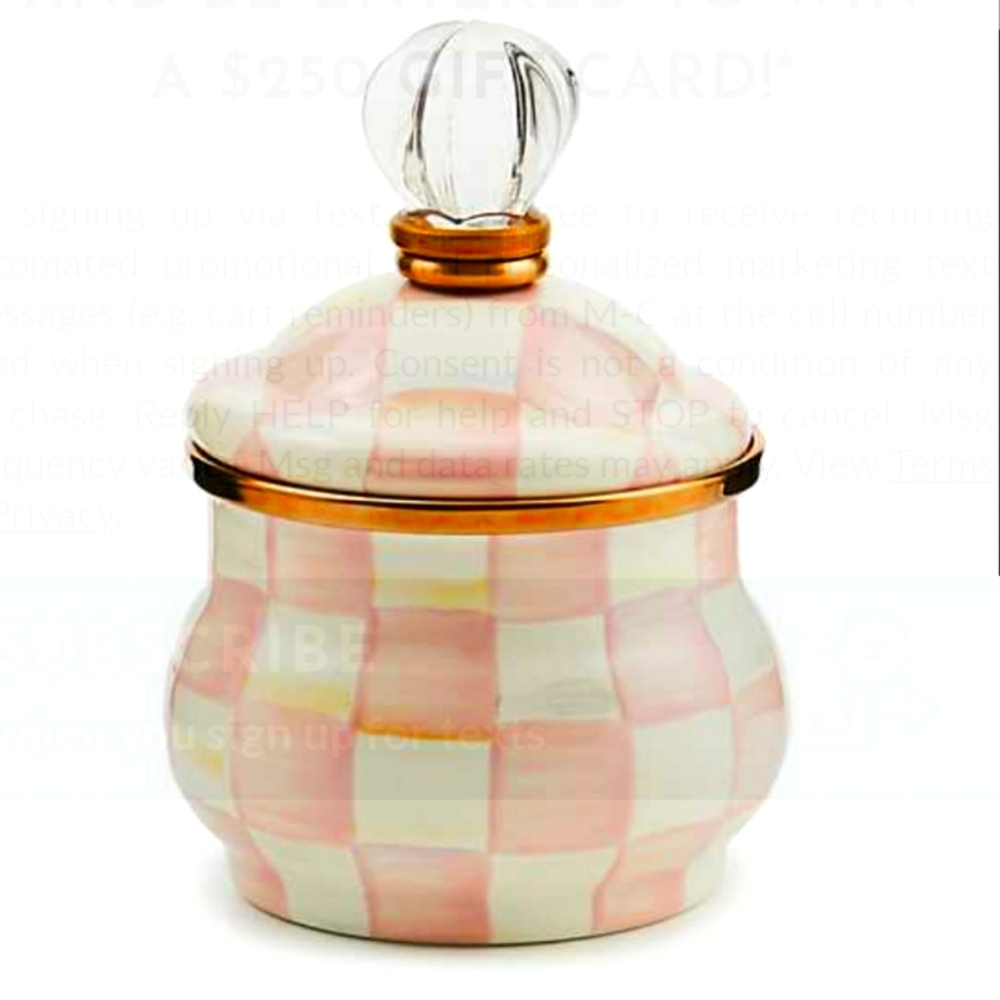 MACKENZIE-CHILDS Rosy Check Lidded Sugar Bowl, Originally $99.95 USD